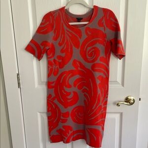 Ann Taylor Red and Gray Patterned Dress